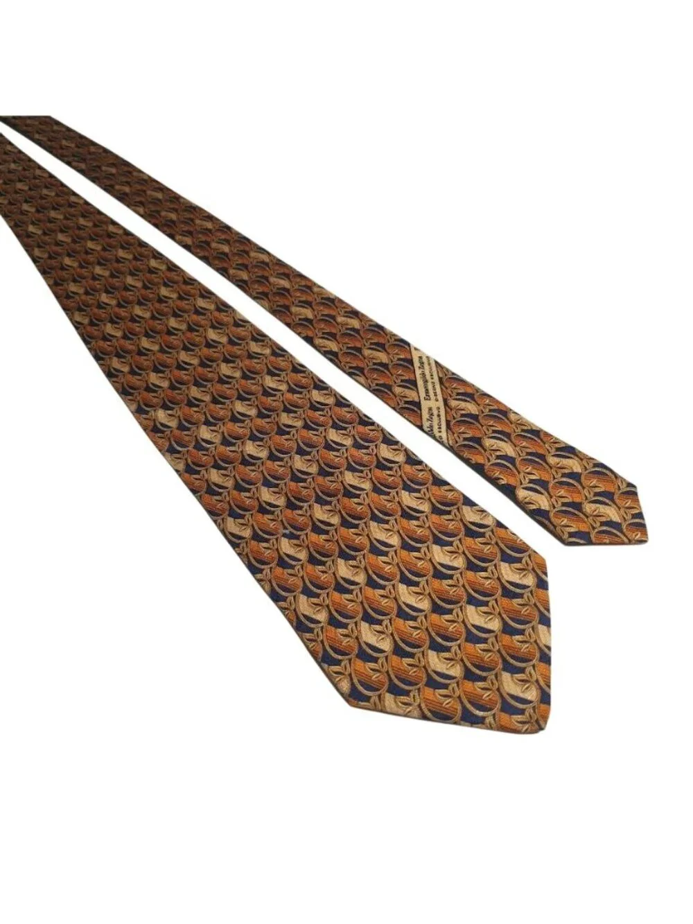 Ermenegildo Zegna Silk Multicolor Geometric Mens Tie Made In Italy 58 x 3.75